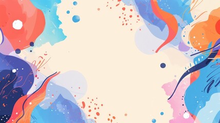 Fototapeta premium Colorful abstract design with swirls and splashes, ideal for backgrounds or creative projects.