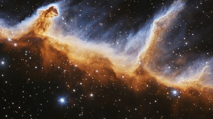 Fototapeta premium A mesmerizing image of the universe with ghost-like vapor swirling behind distant stars, showcasing the mysterious beauty of space and cosmic phenomena in a vast, dark expanse.