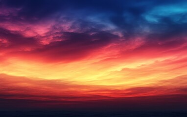 Obraz premium a breathtaking sunrise sky, with a vibrant array of colors. The clouds are painted in shades of red, orange, yellow, and blue, creating a sense of awe and wonder.