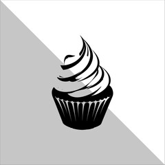 Cupcake Silhouette Vector illustration. Flat cupcake silhouette illustration.