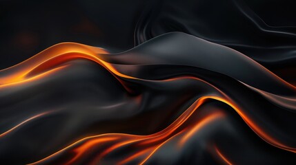 Obraz premium A flowing abstract design featuring dark waves with hints of orange, evoking warmth and movement.