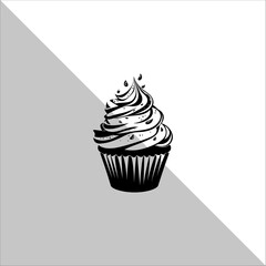 Cupcake Silhouette Vector illustration. Flat cupcake silhouette illustration.