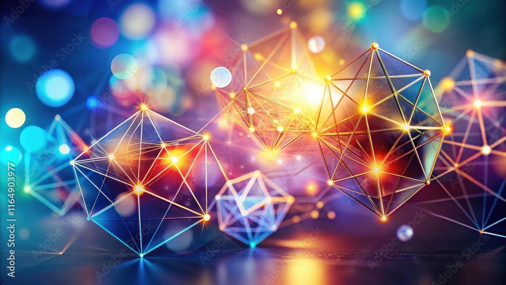 Wall mural illuminated geometric network abstract connectivity and complex systems