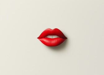 Obraz premium Red lipstick kiss, clipart design, isolated on white.