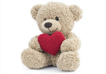 Obraz premium Stuffed bear with a red heart, perfect for gifting.