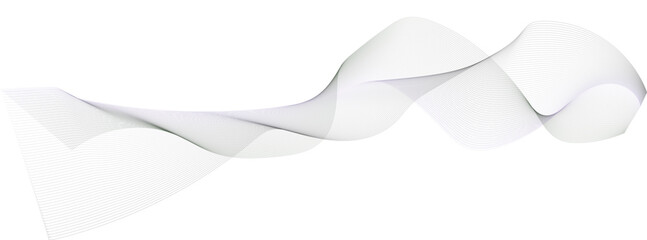 Abstract black fading linear wave on white background. Futuristic dynamic motion concept. Flowing wavy lines pattern. Transparent lines