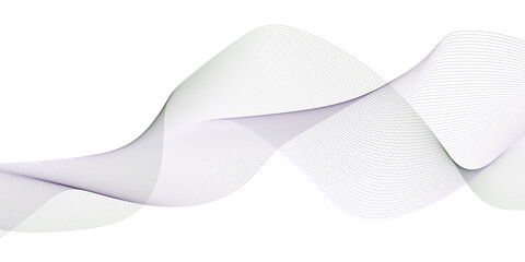 Abstract black fading linear wave on white background. Futuristic dynamic motion concept. Flowing wavy lines pattern.