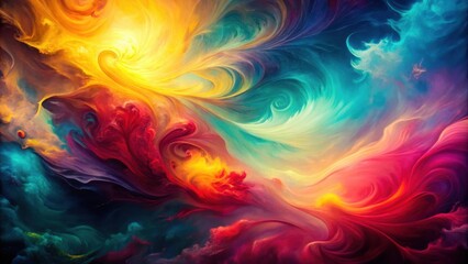 Abstract swirling vibrant colors forming a dynamic and energetic composition of fluid shapes and textures.