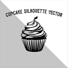 Cupcake Silhouette Vector illustration. Flat cupcake silhouette illustration.