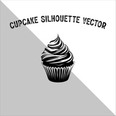 Cupcake Silhouette Vector illustration. Flat cupcake silhouette illustration.