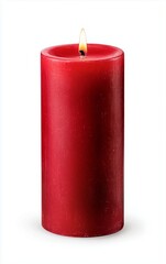Simple red candle isolated, front view.