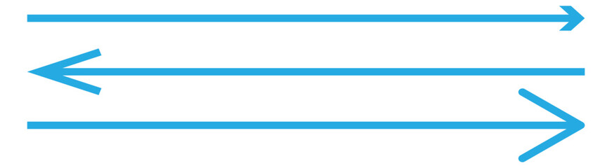 Obraz premium Horizontal dual sided long straight arrow signs. Black, red, stock pointer, direction, position symbol and double arrow icon isolated on white background. Vector graphic illustration