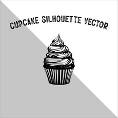 Cupcake Silhouette Vector illustration. Flat cupcake silhouette illustration.