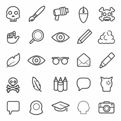 .A vertical grid of minimalist line-drawn icons