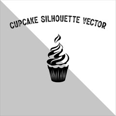 Cupcake Silhouette Vector illustration. Flat cupcake silhouette illustration.