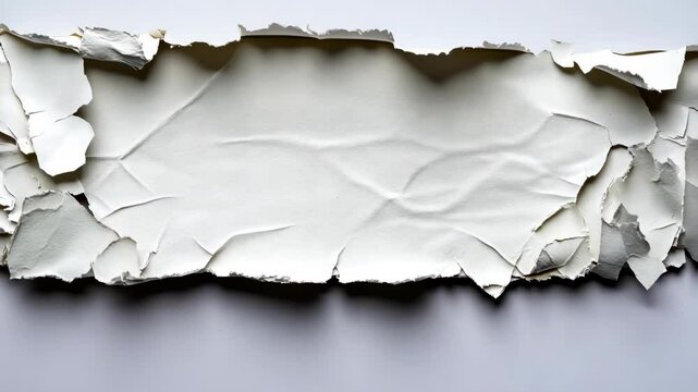 Torn white paper with visible texture and creases laid flat against a neutral background