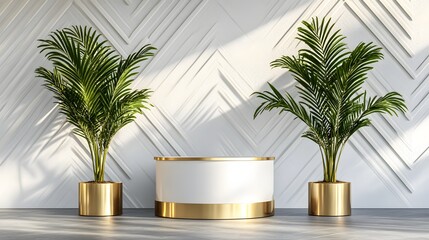 Obraz premium Minimalist Interior Design with Gold and White Accents