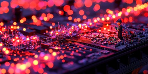 Cybersecurity Expert Analyzing Network Vulnerabilities High Res 8K Image