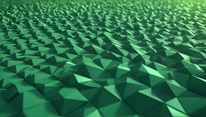 Fototapeta premium A vibrant 3D landscape of green abstract polygons, offering a sleek and modern technology-inspired background.