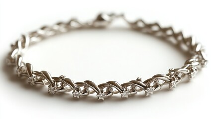 Obraz premium A silver bracelet featuring intertwined designs and small star-shaped embellishments.