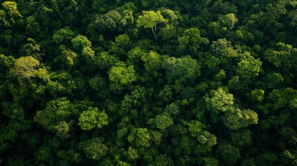 Naklejka premium Aerial View Of Lush Green Tropical Rainforest Canopy