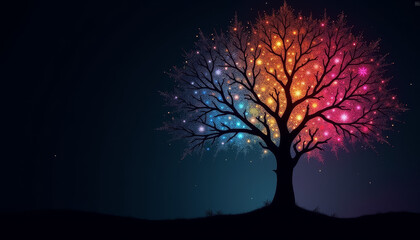 Purple Tree with Illuminated Musical Aura