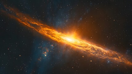 Fiery Cosmic Stream Illuminates Starry Night Sky