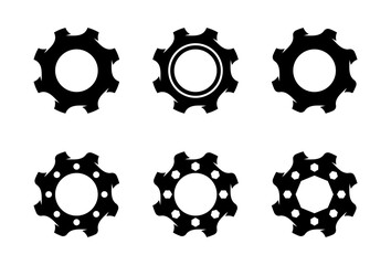 Collection of black gear wheel icons logo template