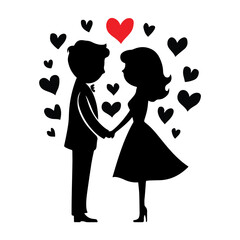 Vector Silhouette of Loving Couple