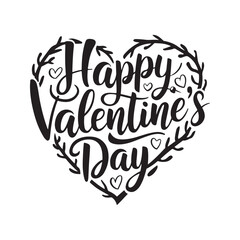 Happy Valentine's Day Silhouette Typography Vector Design.