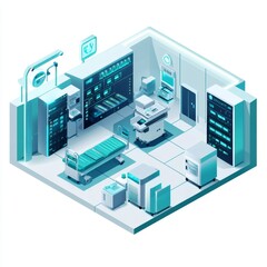 Fototapeta premium Modern Medical Room with Advanced Equipment and Digital Displays