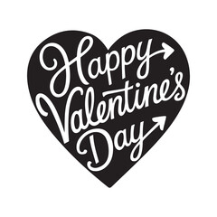 Happy Valentine's Day Silhouette Typography Vector Design.
