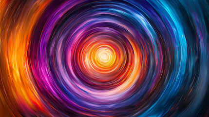 A Whirlwind of Cosmic Hues, A Mesmerizing Abstract Digital Art Featuring Concentric Circles and Vibrant Color Gradients