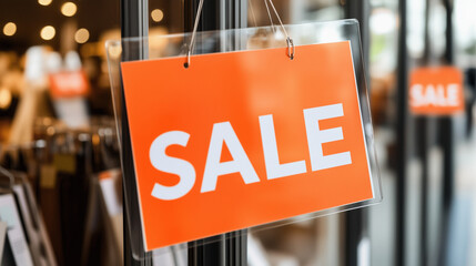 Clearance sale signs displayed prominently in store windows, attracting shoppers with enticing discounts and promotions, reflecting the excitement and urgency of retail bargains