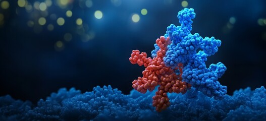 Molecular interaction of two proteins on a cell surface.