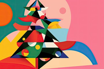 Minimalist Christmas card, clean design with soft pastel colors