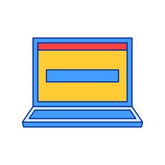 Simple and minimal laptop icon vector illustration, laptop icon vector in lineal color style perfect for business project needed