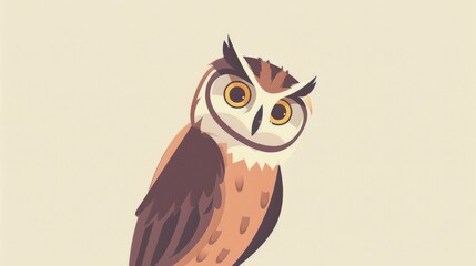Obraz premium A stylized illustration of an owl with large eyes and a curious expression.