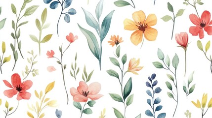Watercolor Floral Pattern with Delicate Blooms