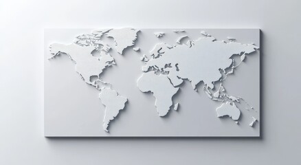 Embossed world map on white background. (1)