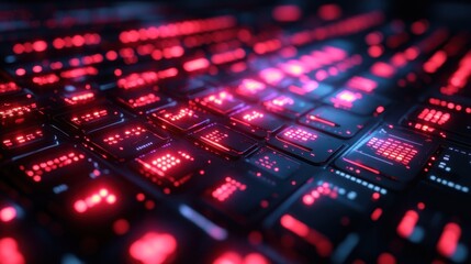 Abstract futuristic red and blue glowing technology background.