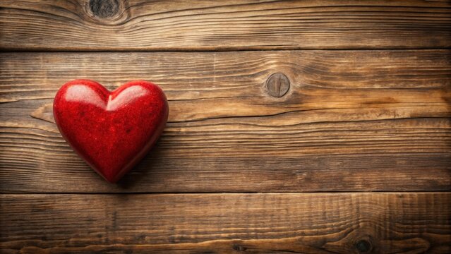 Warm red heart design on wooden table background with subtle cracks and texture, match, wood,  match, wood, couple, sentimental