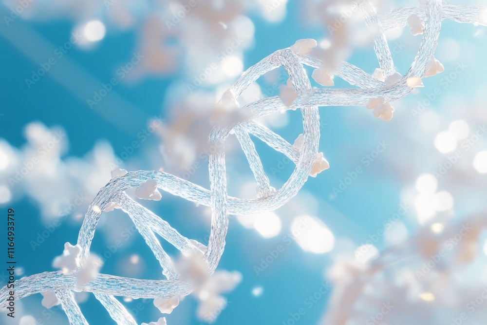 Poster close-up of a dna double helix strand.
