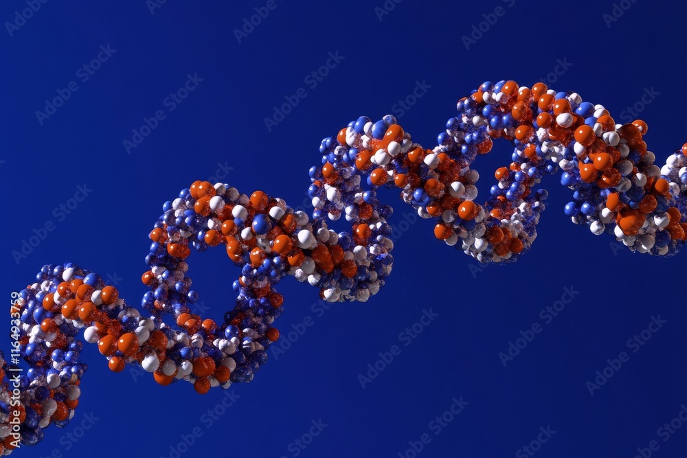 Poster 3D rendering of DNA double helix molecule.