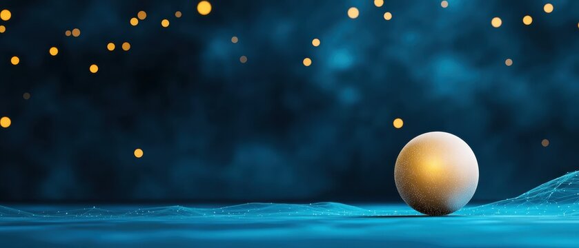 [Virtual gatherings collaboration online networking] Surreal Cosmic Ring with Yellow Spheres Amidst Dark Blue Starry Sky