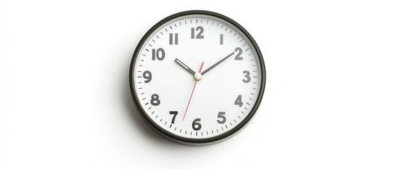 Simple black wall clock on white background, representing time management and punctuality.
