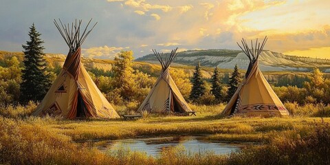 Native American Teepees in North America © BHZshop