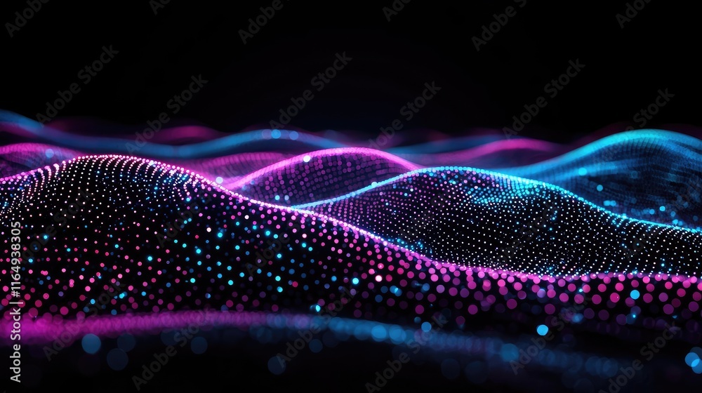 Wall mural cosmic abstract background concept. futuristic digital waves illuminated in vibrant colors creating 
