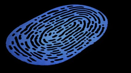 Unique blue fingerprint illustration on a black background showcasing intricate patterns and designs - Powered by Adobe