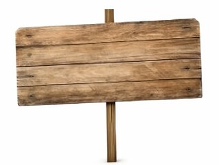 Isolated Wooden Signboard on White Background Suitable for Various Signage Uses and Creative Projects with Customizable Space for Text